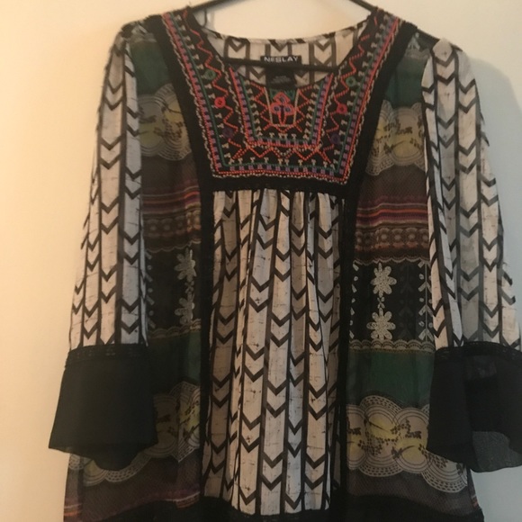 Neslay Paris Tops - Multicolored sheer tunic size L